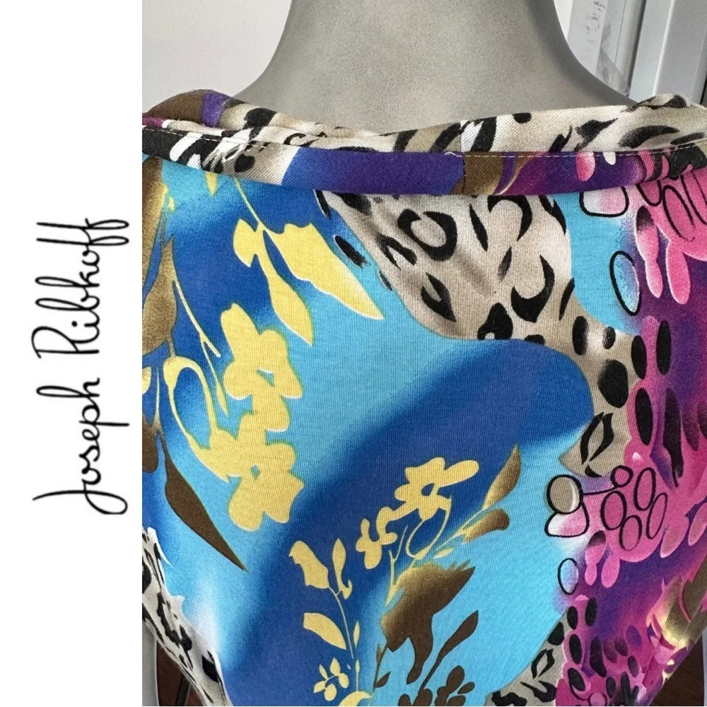 Joseph  Ribkoff Sleeveless Animal Print Cowl Neck Lined Sheath Dress Size 12 - Picture 8 of 9